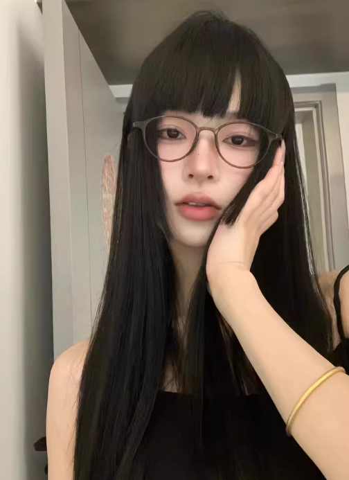 真我黑长直漫画齐刘海假发套 全真发整顶设计 自然隐形无痕贴合 长发飘逸顺滑