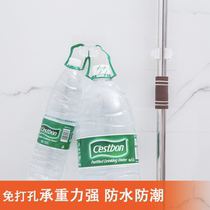 Mop clip mop rack adhesive hook-free bathroom transparent shelf hanging broom seat no trace toilet adhesive hook rack