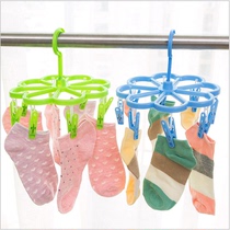 Hanger adhesive hook multifunctional plastic round socks rack socks drying underwear small clip drying rack