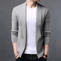 Non-button mens coat Spring and Autumn New lapel fashion mens fashion trend cardigan sweater wear coat sweater coat sweater