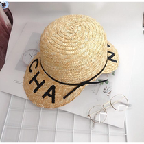  夏季新品同款CHA两面檐马术帽户外刺绣草帽女遮阳防晒鸭舌
