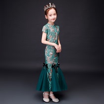 Children gown qipao girls high-end princess skirt girl CUHK Tong Guzheng Out of service Chinese Wind Spring Autumn Season