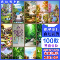 Nordic modern landscape New Chinese landscape Forest trail abstract oil painting entrance material Hotel decorative painting pictures