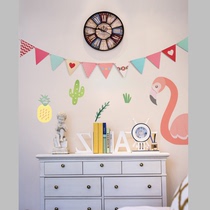 Triangle flags ins birthday party decoration pull flag kindergarten school classroom layout window pull flower flag