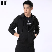 (Thickened) autumn and winter new single and double badminton jacket mens zipper windproof hooded black jacket