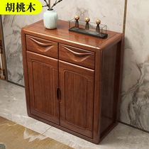Walnut solid wood shoe cabinet Modern household foyer cabinet door simple storage cabinet Balcony shoe cabinet entrance cabinet