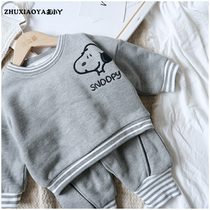 Baby winter Foreign suit thickened your male and female childrens sweater pants two-piece set of childrens winter clothes