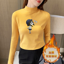 White half-high collar plus suede thickened undershirt womens autumn new clothes 2022 hitch for a foreign air t-shirt blouses