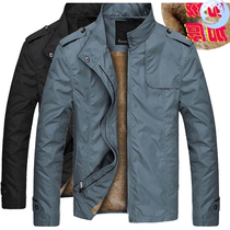  Jacket men autumn and winter 2019 new business casual jacket men velvet thickened stand-up collar jacket middle-aged dad