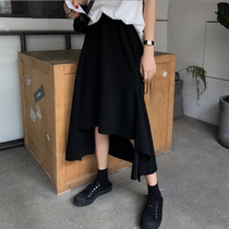 Large code irregular mid-length autumn and winter style WeChat girl wearing a hitch-legged Japanese girl student a-character half-body dress L