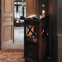 Dutch imported AuthenticModels retro solid wood furniture living room bedroom wine cabinet roller multifunctional