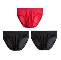 Mens underwear Mens briefs ice silk summer ultra-thin silk silk breathable loose life year red large size