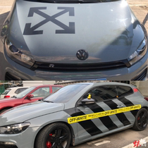 Applicable to offwhite joint name car stickers Net Red Tide brand JDM tremble sound cover body pull flower personalized modification stickers