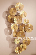 European abstract hollow lotus leaf wall hanging three-dimensional decorations living room background wall wall decoration iron hanging ornaments