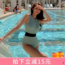 DK2021 New Conservative Bikini Swimsuit Bubble Hot Springs Knit Back Sexy One-piece Swimsuit Women Ins Wind