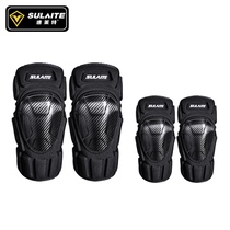 Motorcycle carbon fiber protective gear drop-proof knight off-road windproof leg protectors Male motorcycle riding knee and elbow four-piece set