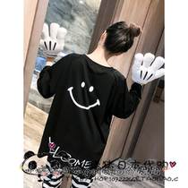 Japan Gelato Smiling Face Pyjamas Woman Spring Autumn Pure Cotton Loose long sleeves Long sleeves Loose Big Code Students Home Clothes