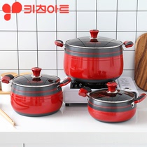 Korean imported household porridge steamer soup pot Gas stove special gas Korean small two-ear non-stick pan