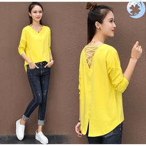  Long-sleeved T-shirt womens top Spring 2020 trendy Western style womens loose personality base shirt