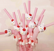 Super cute Hello Kitty retractable curved cartoon straw kt drink drink straw reusable