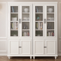 American solid wood bookcase combined modern minimalist with glass closet home living room storage display case