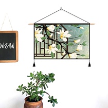 Chinese bed and breakfast decoration hanging canvas art wall hanging cloth ins background cloth wall cloth Bedroom tapestry decoration painting living room