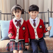 British style primary school uniform set Autumn and winter three-piece childrens class suit Kindergarten garden suit College wind chorus suit