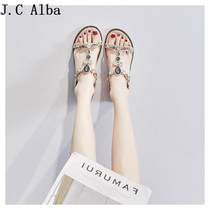 Net red overfire pregnant woman with water drill low heel sandals Andromeda 100 hitch Bohemian flat bottom gentle shoes fairy