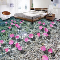 Customized 3D floor leather floor stickers bedroom living room floor stickers PVC toilet floor tiles personalized petals
