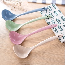 Wheat straw spoon household long handle porridge spoon kitchen plastic kitchenware thick large porridge spoon