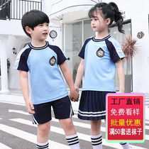 School uniforms Kindergarten uniforms Children summer primary and secondary school students class uniforms chorus sports suits British style short sleeve t-shirt