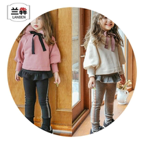 Lanben Korean version of new girls casual pants set spring and autumn baby skirt pants small and medium childrens clothing girls