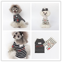 Imitation GG pet clothes cat dog clothes long sleeve stripes letter T-shirt Joker base shirt