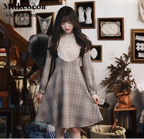 Korean official website milkcocoa September autumn womens pure college plaid fungus lace doll collar dress