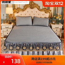 Summer Thai latex mat three-piece Tencel ice silk mat bed skirt type bedspread washable machine washable