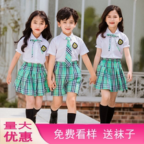 Summer school uniforms childrens suits British style mens and womens clothing short sleeve shirts primary and secondary school students class uniforms kindergarten uniforms