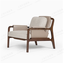 American-style solid wood single sofa chair Modern Chinese-style designer model room leisure chair Sales department reception negotiation chair