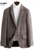 Slim Thick Wool Wool Suit Mens Coat Casual Plaid Top Autumn Short Wool Top Men