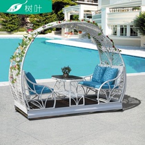 Outdoor balcony garden swing chair four-person dynamic villa terrace rocking chair indoor and outdoor swing rocking chair