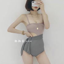 Kamen~Korea 2019 summer new sexy cut-out waist color chest strap one-piece swimsuit Biki