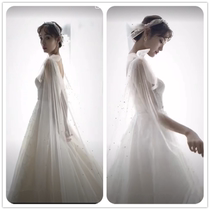 Meritocratic pearl water drill bridal cape yarn long style wedding accessories cloak cloister cloak detachable active trailing yarn