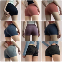 Fitness shorts high waist plus size yoga five-point pants Peach pants womens elastic tight hip-raising sweatpants summer thin section