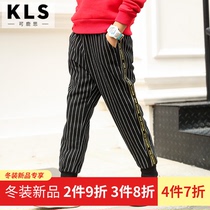 Winter boys pants childrens thick casual sweatpants autumn and winter plus velvet warm trousers