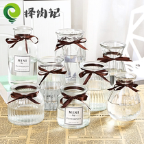 Simple European transparent glass vase hydroponic green flower pot water plant living room ornaments flower arrangement container fish tank