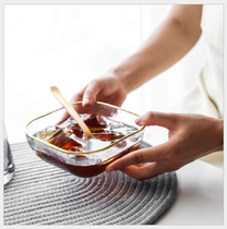 Square glass bowl salad bowl beating egg bowl glass transparent heat-resistant hipster dessert soup bowl drawing Phnom Penh Bowl