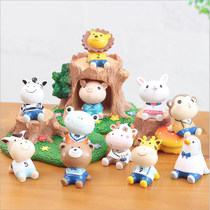 Cartoon creative zodiac sheep cow dog Monkey Rabbit pig bear Cute bear Deer animal birthday cake decoration ornaments