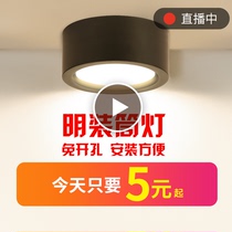 Led light-mounted downlight round trendy aisle light corridor non-opening ceiling type commercial black hanging wire lighting fixture