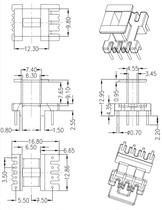 EE13 vertical single-sided lengthened 4 4 pin pitch 3 5mm row pitch 13 0 bagel frame transformer inductance