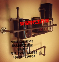 LOFT industrial retro style wind pipe bookshelves industrial wind pipe creative solid wood shelve