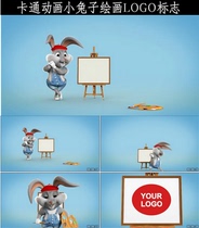 AE template 3D cartoon animation Cute bunny painting Childrens program opening LOGO display opening